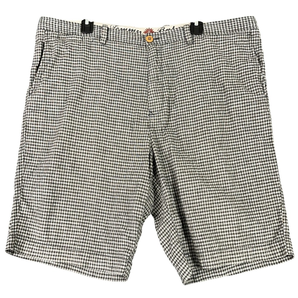 Tommy Bahama Linen Silk Shorts Mens 40 Gingham Check Casual Vacation Resortwear